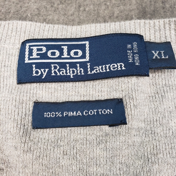 Ralph Lauren Polo Light Grey Cotton V-Neck Sweater Men's Size XL - Picture 3 of 14